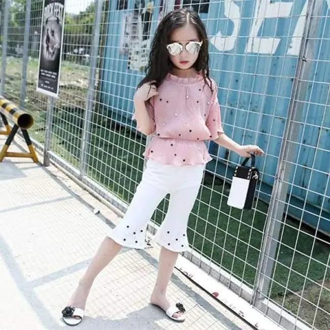 Sommer Rosa Rot Mädchen Kleidung Sets 5 6 7 8 9 10 11 12 13 12 13 14 Kinder Shirts + Hosen 2 stücke Teenager Baby Mädchen Kleidung Sets