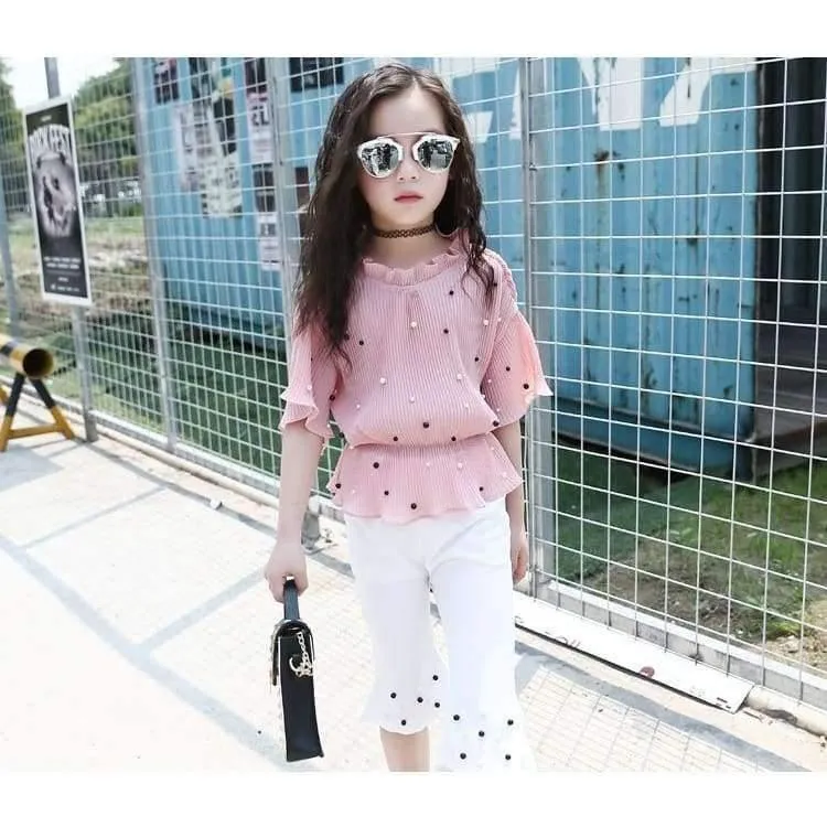 Sommer Rosa Rot Mädchen Kleidung Sets 5 6 7 8 9 10 11 12 13 12 13 14 Kinder Shirts + Hosen 2 stücke Teenager Baby Mädchen Kleidung Sets