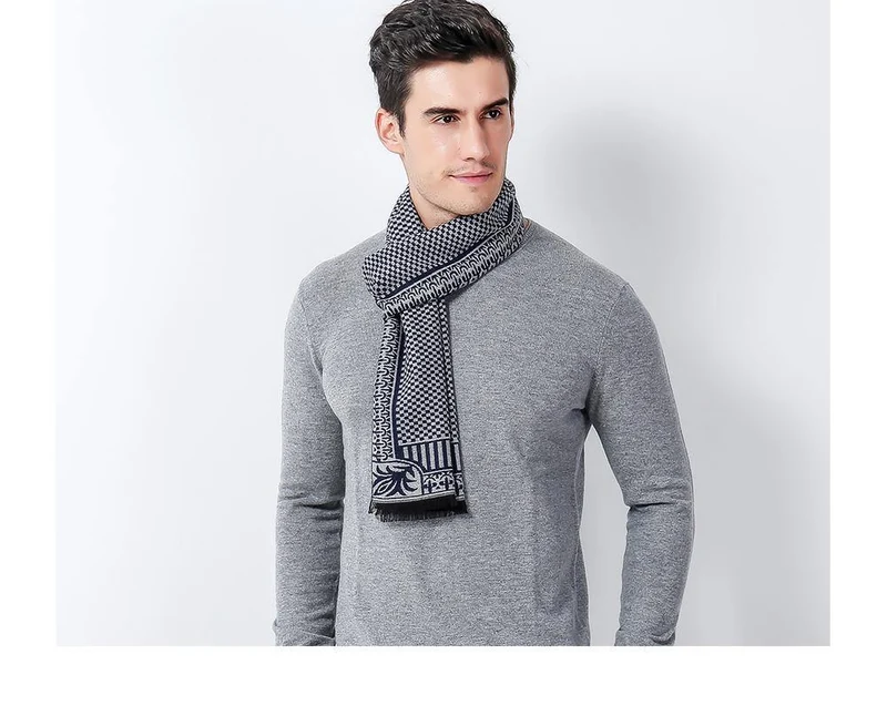 Winter-Schal-Mann-Chic-Wolle-Plaid-gestrickter Schal-Luxuskaschmir-warme Winter-Schal-Mann arbeiten aus
