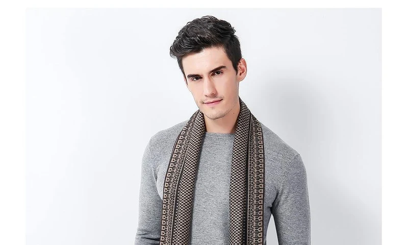 Winter-Schal-Mann-Chic-Wolle-Plaid-gestrickter Schal-Luxuskaschmir-warme Winter-Schal-Mann arbeiten aus
