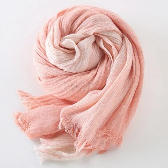 Winterschal für Damen und Herren, gestreifte Baumwoll-Leinen-Schals, Vintage-übergroße Tücher und Schals
