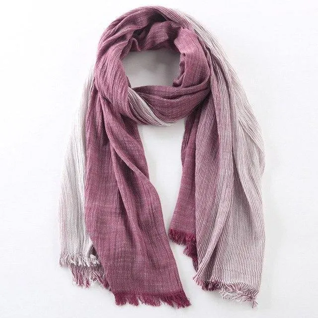 Winterschal für Damen und Herren, gestreifte Baumwoll-Leinen-Schals, Vintage-übergroße Tücher und Schals