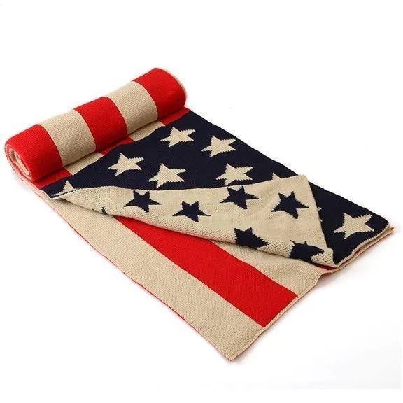 Männer Mode Frauen Sterne Baumwolle Lange Schal Winter Dicke Gestrickte US Flagge Schals Charme Chevron
