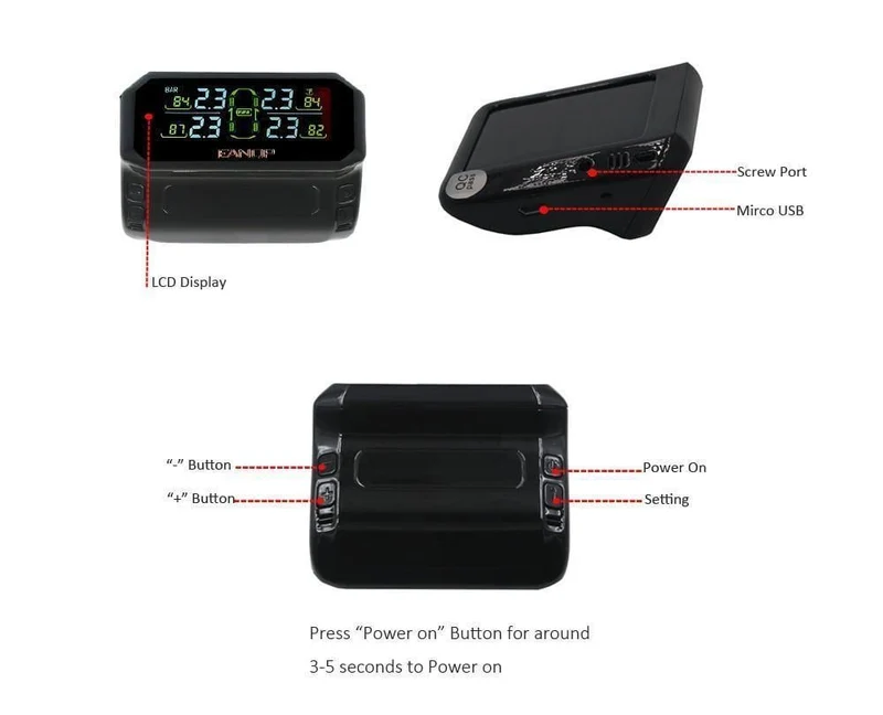 S600 Solar TPMS Reifendruckkontrollsystem Auto Windschutzscheibe Drahtloser Reifendruckalarm Externer/interner Sensor