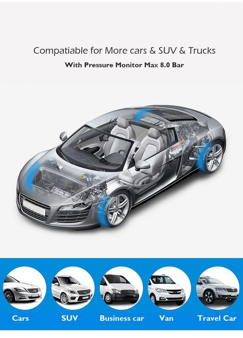 S600 Solar TPMS Reifendruckkontrollsystem Auto Windschutzscheibe Drahtloser Reifendruckalarm Externer/interner Sensor