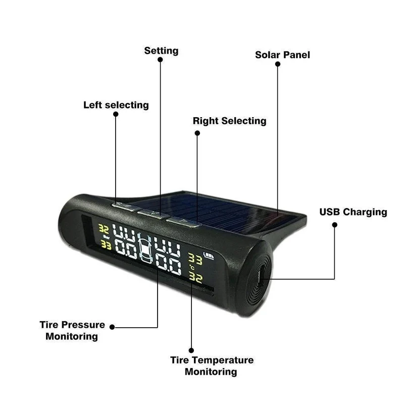 Reifendrucksensor-Alarmüberwachungssystem Interner / externer Reifentemperatursensor Drahtloser Drucksensor