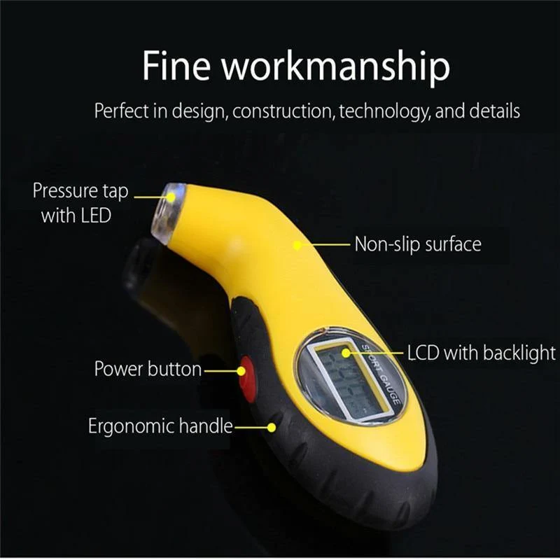 Auto-Auto-Messgerät-Tester, Diagnosetool für Fahrsicherheit, Reifendruckmessgerät, Manometer, Barometer, Tester, digitaler LCD-Reifen