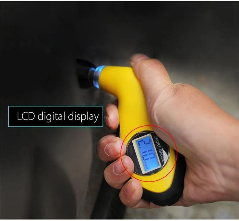 Auto-Auto-Messgerät-Tester, Diagnosetool für Fahrsicherheit, Reifendruckmessgerät, Manometer, Barometer, Tester, digitaler LCD-Reifen