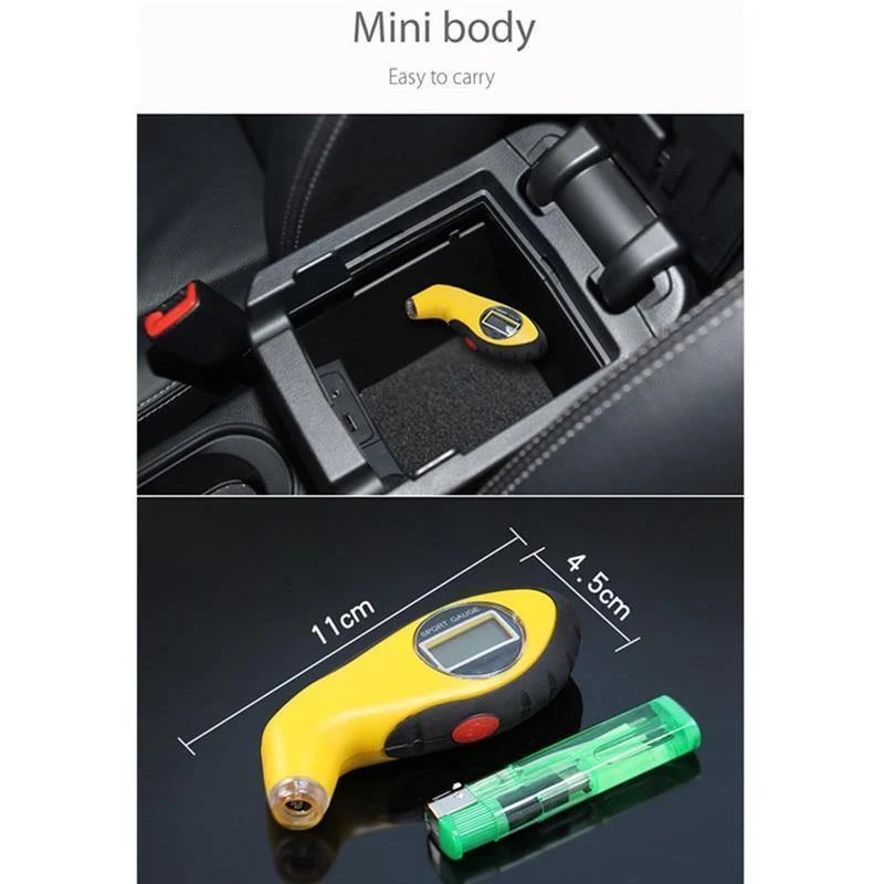 Auto-Auto-Messgerät-Tester, Diagnosetool für Fahrsicherheit, Reifendruckmessgerät, Manometer, Barometer, Tester, digitaler LCD-Reifen