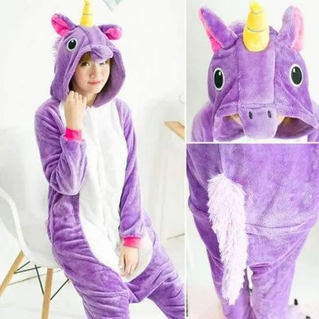 Erwachsene / Kinder Winter Frau ganze Pyjamas Tiere Einhorn Kostüm Phantasie Tier Anime Cosplay Einteiler Overall Halloween Onesie