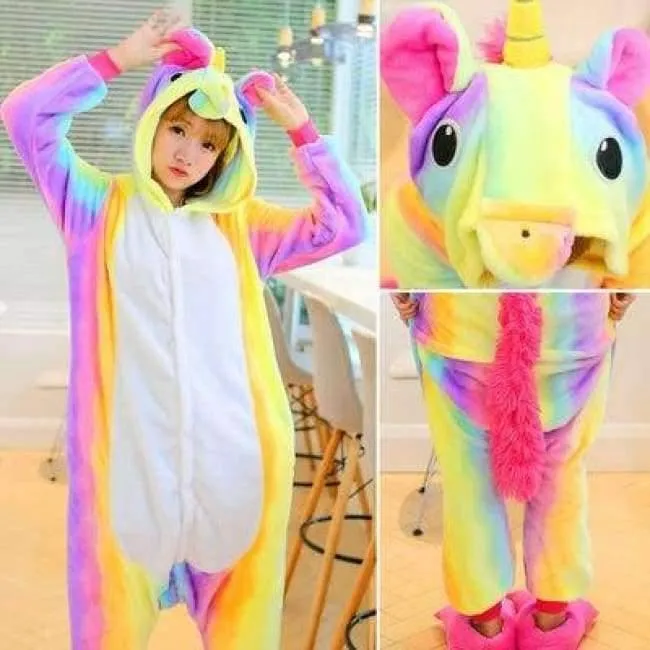 Erwachsene / Kinder Winter Frau ganze Pyjamas Tiere Einhorn Kostüm Phantasie Tier Anime Cosplay Einteiler Overall Halloween Onesie