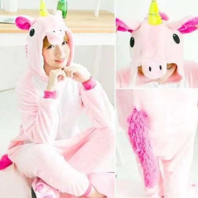 Erwachsene / Kinder Winter Frau ganze Pyjamas Tiere Einhorn Kostüm Phantasie Tier Anime Cosplay Einteiler Overall Halloween Onesie