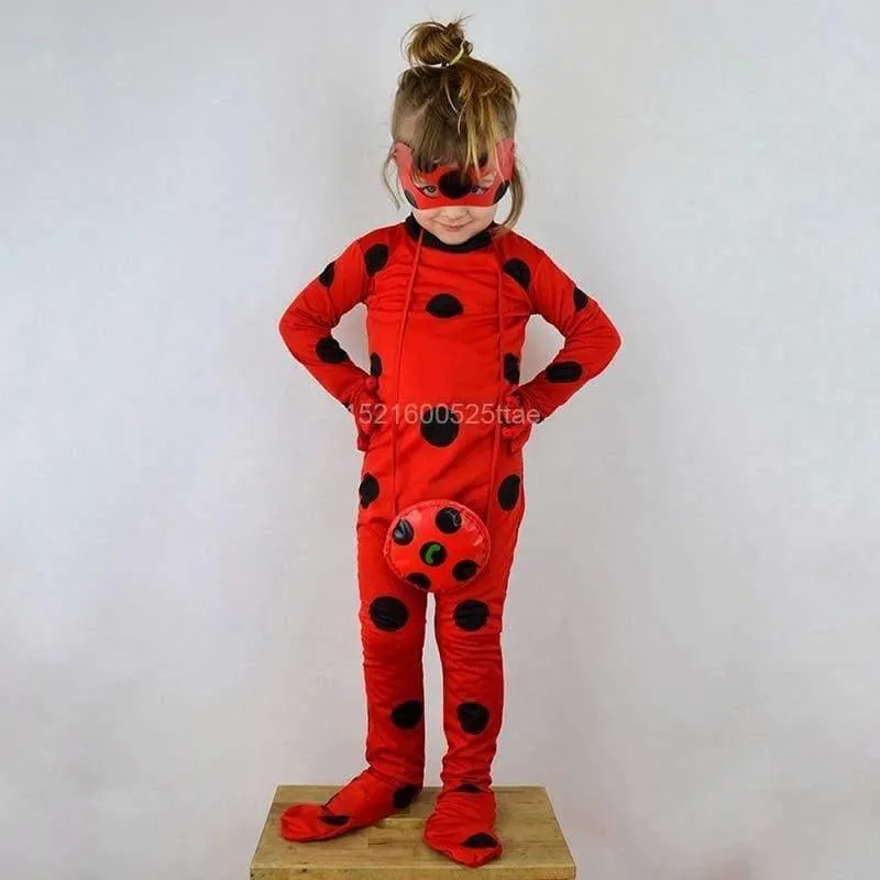 Marienkäfer-Cosplay-Kostüme, 3 Stück, Marienkäfer-Overall, Maske, Tasche für Kinder und Erwachsene, kompletter Lycra-Anzug, Marienkäfer für Kinder, Halloween