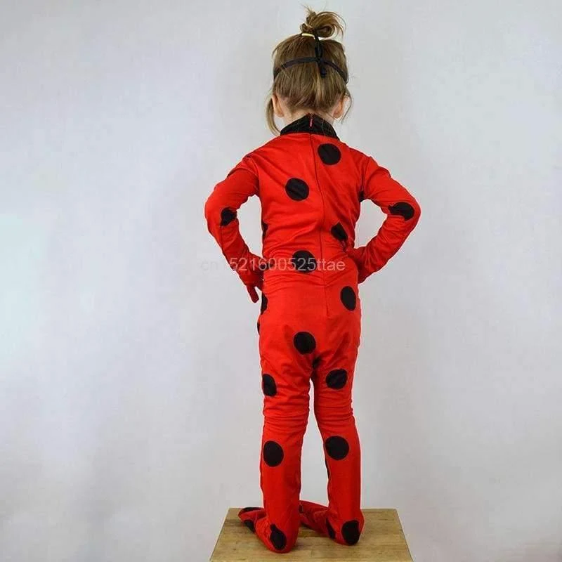 Marienkäfer-Cosplay-Kostüme, 3 Stück, Marienkäfer-Overall, Maske, Tasche für Kinder und Erwachsene, kompletter Lycra-Anzug, Marienkäfer für Kinder, Halloween