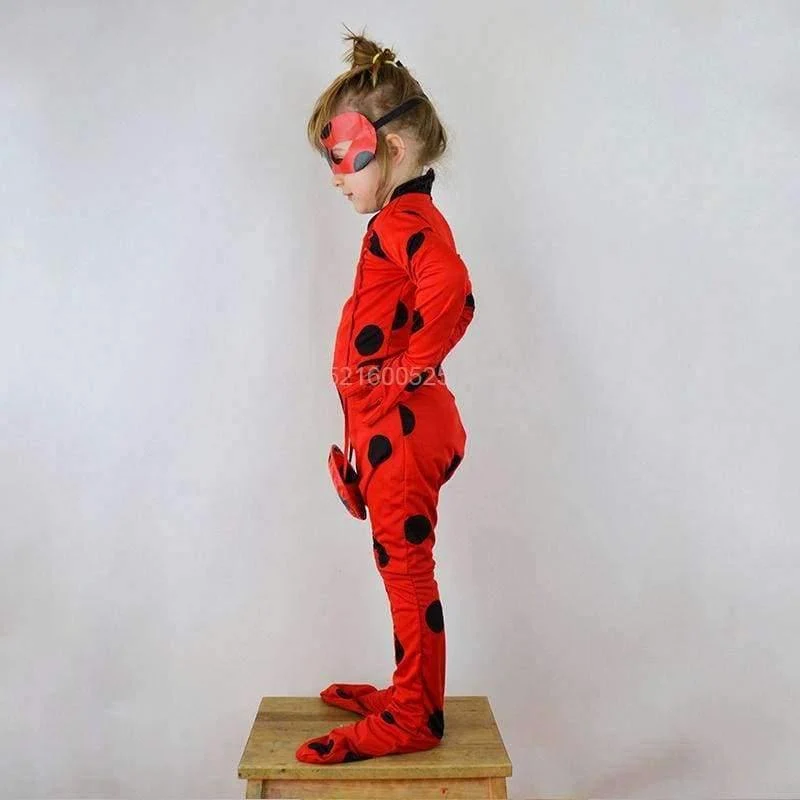 Marienkäfer-Cosplay-Kostüme, 3 Stück, Marienkäfer-Overall, Maske, Tasche für Kinder und Erwachsene, kompletter Lycra-Anzug, Marienkäfer für Kinder, Halloween