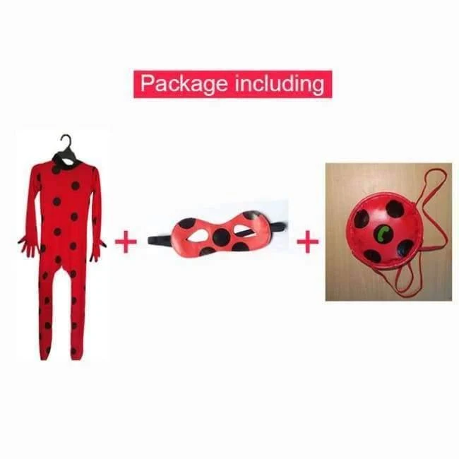 Marienkäfer-Cosplay-Kostüme, 3 Stück, Marienkäfer-Overall, Maske, Tasche für Kinder und Erwachsene, kompletter Lycra-Anzug, Marienkäfer für Kinder, Halloween