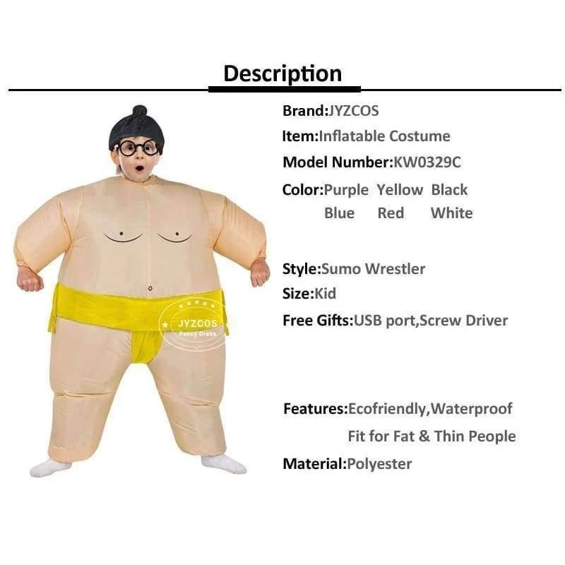 Purim Aufblasbare Sumo Kostüm Anzüge Wrestler Halloween Kostüm für Jungen Mädchen Männer Frauen Erwachsene Kinder Fat Man Airblown Sumo