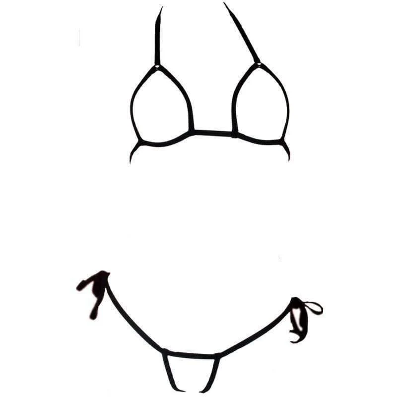 Sexy Bandage Mini Micro Exotic Bikini BH + String Tanga Open Crotch Erotik Dessous Unterwäsche Sets Plus Size