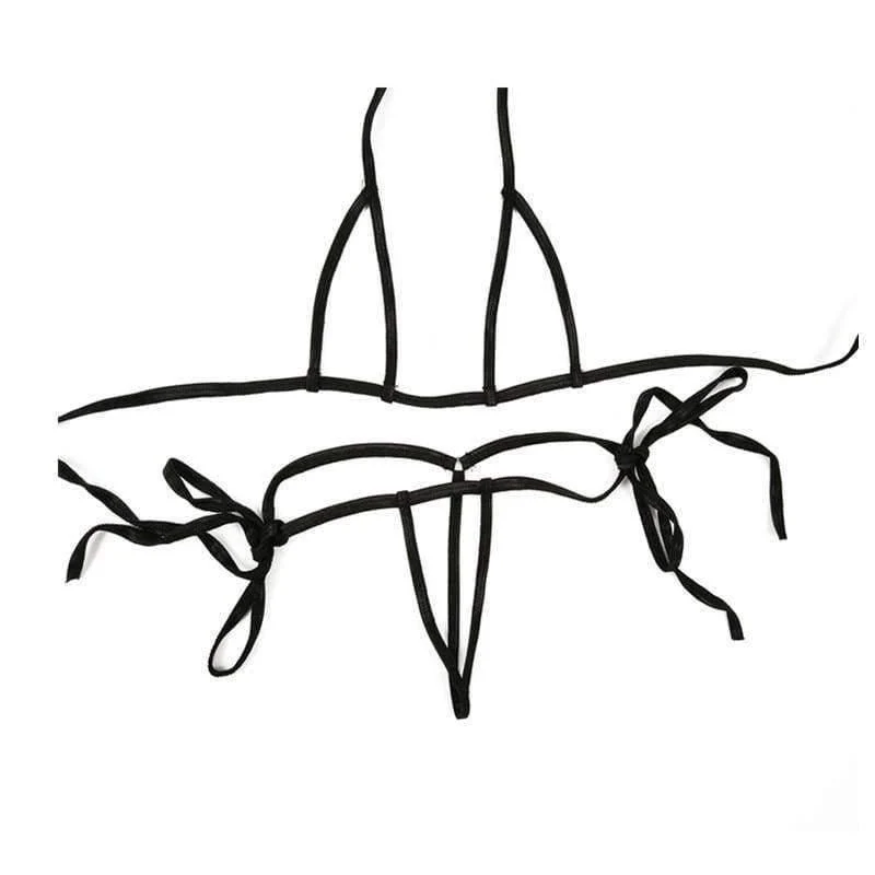 Sexy Bandage Mini Micro Exotic Bikini BH + String Tanga Open Crotch Erotik Dessous Unterwäsche Sets Plus Size