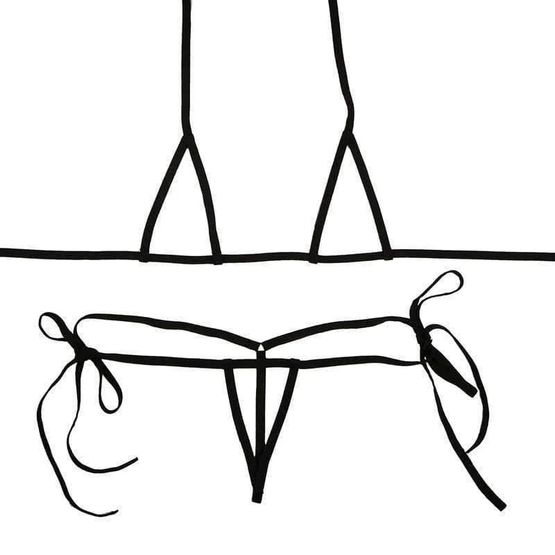 Sexy Bandage Mini Micro Exotic Bikini BH + String Tanga Open Crotch Erotik Dessous Unterwäsche Sets Plus Size