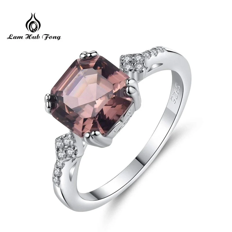Morganite Ring Ehering Pure Solid 925 Sterling Silber Fine Jewelry Brauner Ring