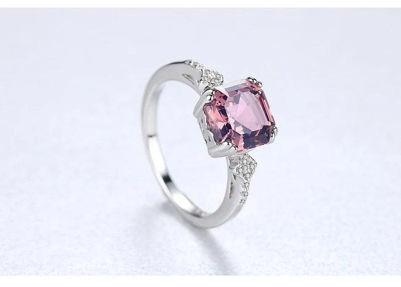 Morganite Ring Ehering Pure Solid 925 Sterling Silber Fine Jewelry Brauner Ring