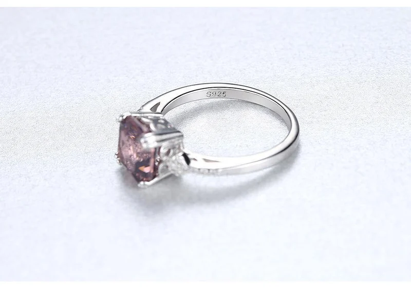 Morganite Ring Ehering Pure Solid 925 Sterling Silber Fine Jewelry Brauner Ring