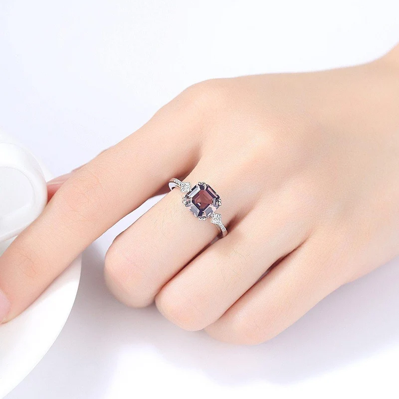 Morganite Ring Ehering Pure Solid 925 Sterling Silber Fine Jewelry Brauner Ring