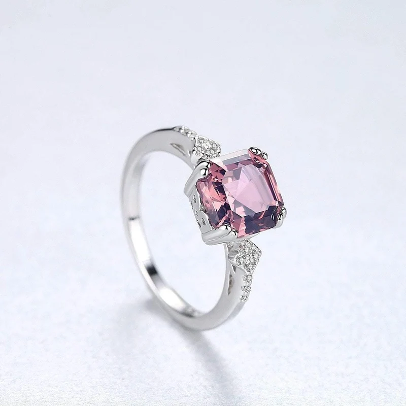 Morganite Ring Ehering Pure Solid 925 Sterling Silber Fine Jewelry Brauner Ring