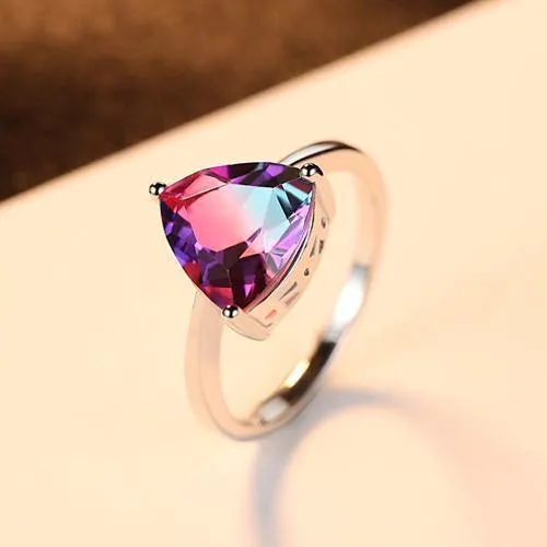 Regenbogen Feuer Mystic Topaz Fingerringe für Frauen Jubiläum Frauen 925 Sterling Silber Ehering