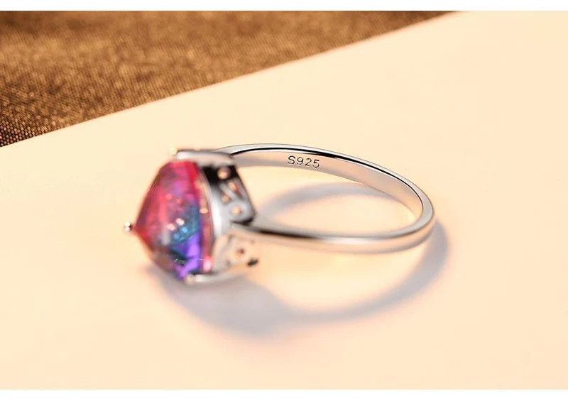 Regenbogen Feuer Mystic Topaz Fingerringe für Frauen Jubiläum Frauen 925 Sterling Silber Ehering