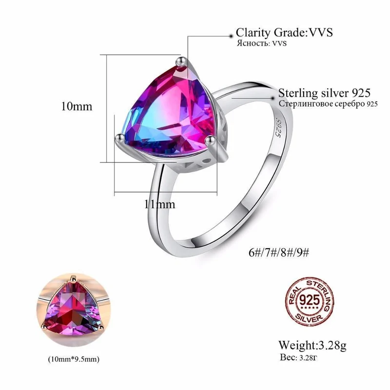 Regenbogen Feuer Mystic Topaz Fingerringe für Frauen Jubiläum Frauen 925 Sterling Silber Ehering