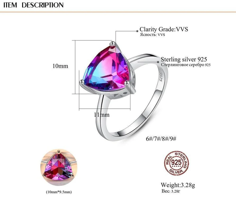 Regenbogen Feuer Mystic Topaz Fingerringe für Frauen Jubiläum Frauen 925 Sterling Silber Ehering