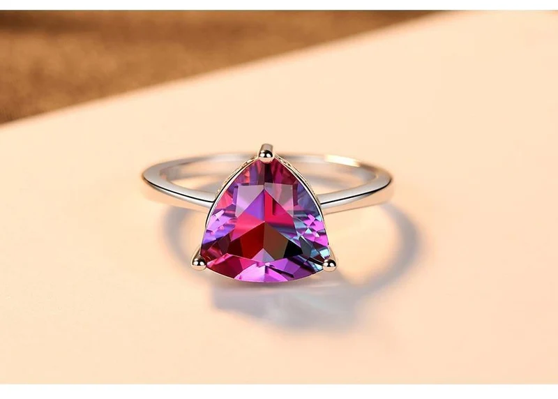 Regenbogen Feuer Mystic Topaz Fingerringe für Frauen Jubiläum Frauen 925 Sterling Silber Ehering