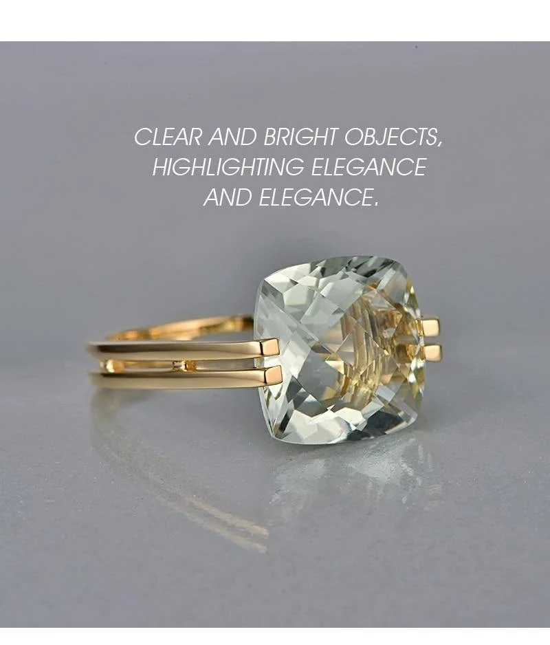 Schmuck 6.6 ct natürliches quadratisches Kissen grüner Amethyst 14 Karat Gold Ring kostenloser Versand
