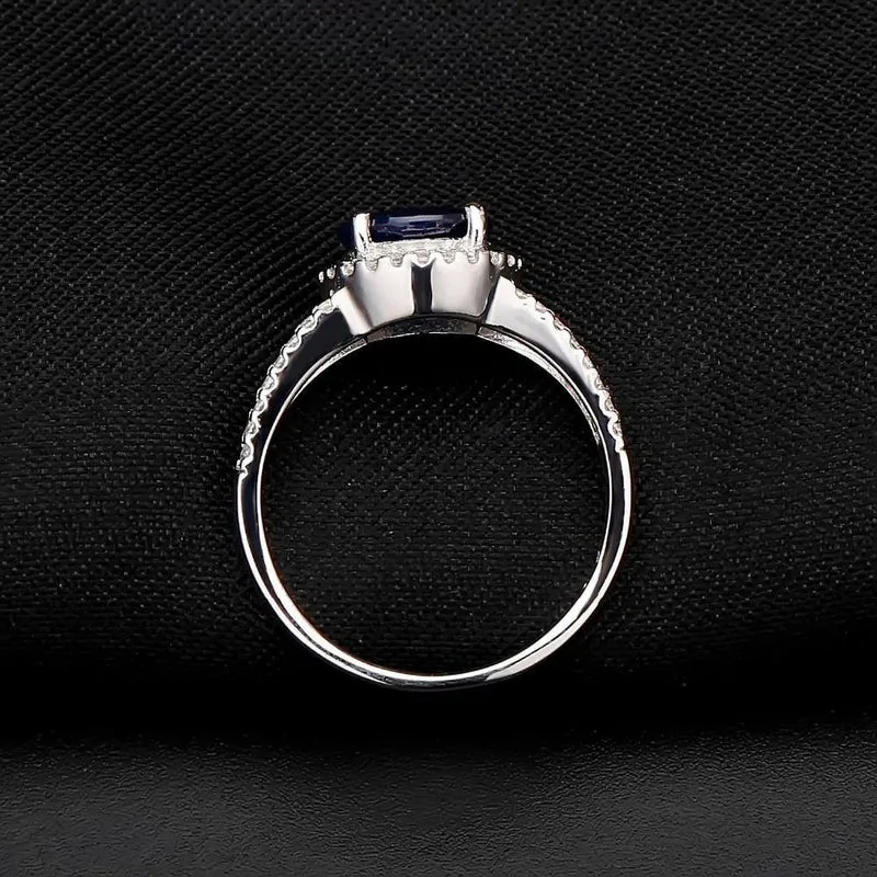 2.58 ct runder natürlicher blauer Saphir-Edelstein-Cocktailring aus 925er-Sterlingsilber, edler Schmuck