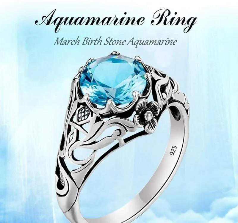 Punk Hohe Qualität 2.1 ct Aquamarin 925 Sterling Silber Ringe für Frauen Vintage Luxus Marke Schmuck