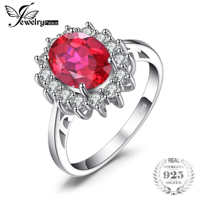 Verlobungsring aus 3.2er-Sterlingsilber mit 925 ct rotem Rubin als Geschenk für Frauen