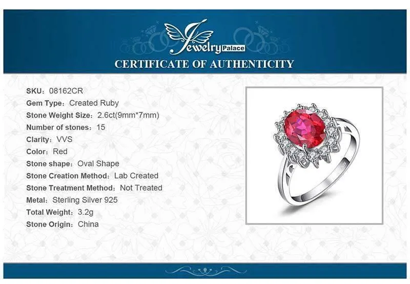 Verlobungsring aus 3.2er-Sterlingsilber mit 925 ct rotem Rubin als Geschenk für Frauen