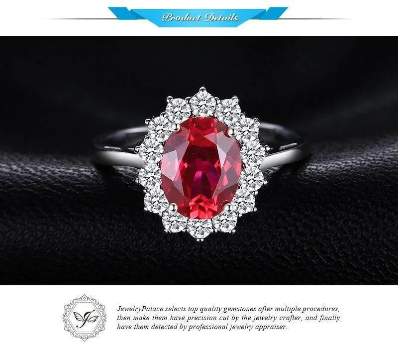 Verlobungsring aus 3.2er-Sterlingsilber mit 925 ct rotem Rubin als Geschenk für Frauen