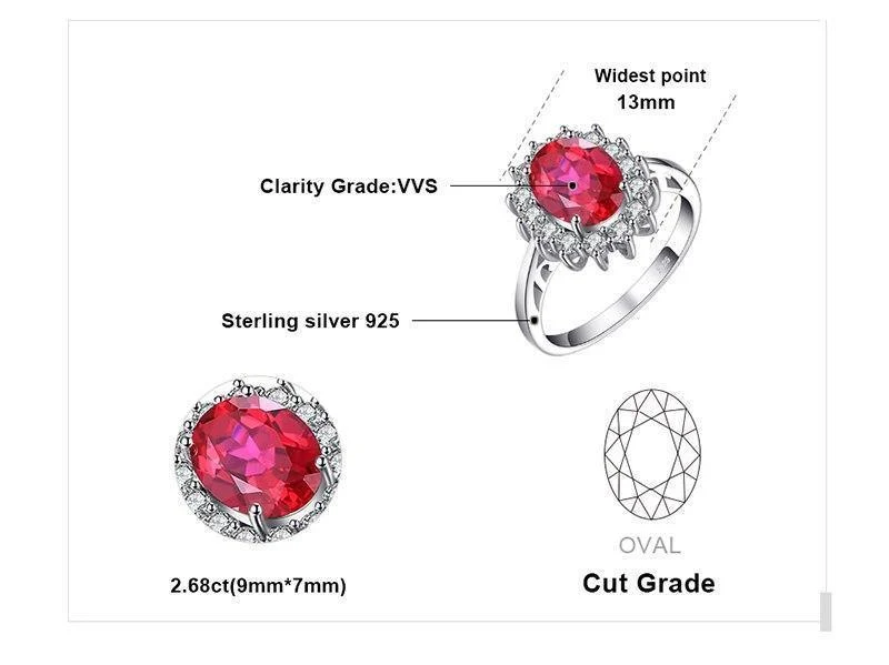 Verlobungsring aus 3.2er-Sterlingsilber mit 925 ct rotem Rubin als Geschenk für Frauen
