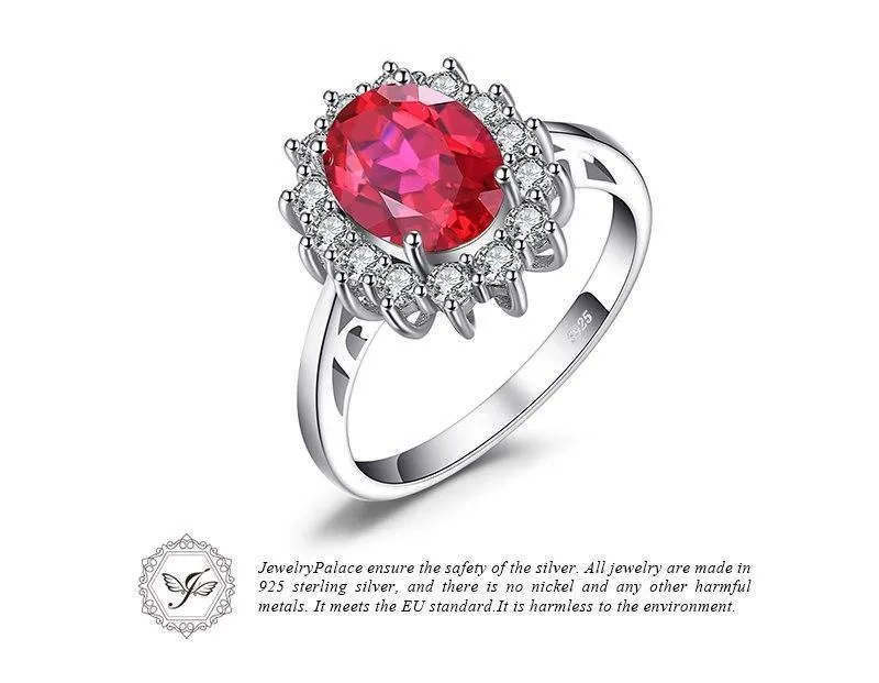 Verlobungsring aus 3.2er-Sterlingsilber mit 925 ct rotem Rubin als Geschenk für Frauen