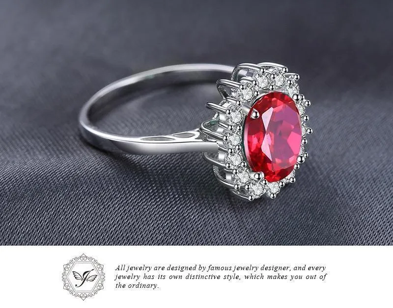 Verlobungsring aus 3.2er-Sterlingsilber mit 925 ct rotem Rubin als Geschenk für Frauen