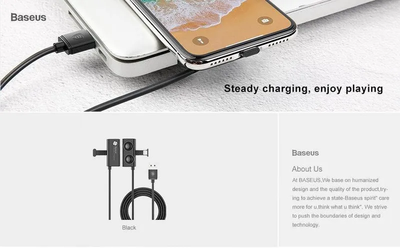 Baseus Gamer USB-Kabel für iPhone Xs Max XR 8 7 Plus Handy-Spiel-Ladekabel, schnelles Aufladen für iPad, Ellenbogenkabel