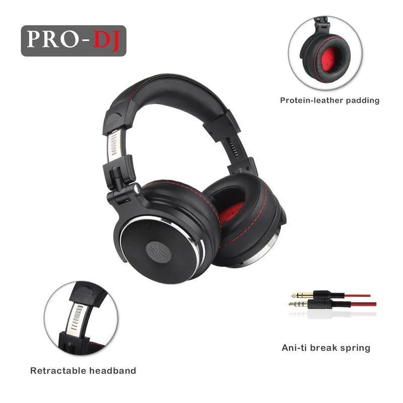 Professionelle Studio Pro DJ-Kopfhörer mit Mikrofon über Ohr, HiFi-Monitore, Musik-Headset-Kopfhörer für Telefon-PC