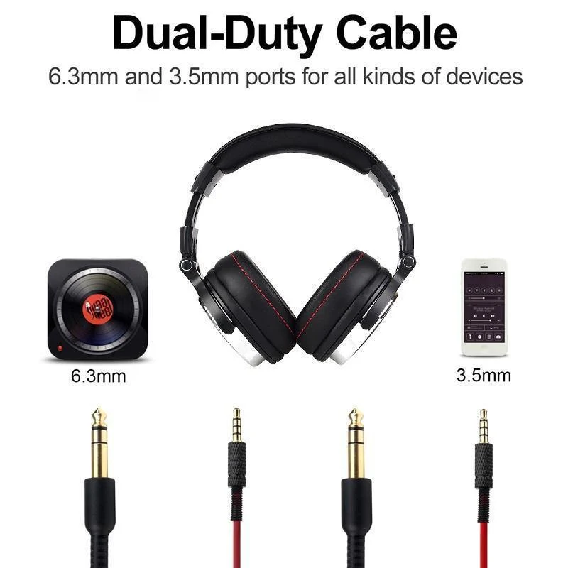 Professionelle Studio Pro DJ-Kopfhörer mit Mikrofon über Ohr, HiFi-Monitore, Musik-Headset-Kopfhörer für Telefon-PC