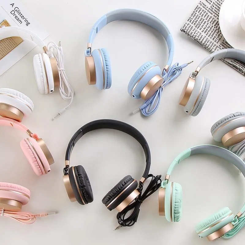 Kabelgebundene Kopfhörer mit Mikrofon, tragbar, faltbar, On-Ear-Headset mit Mikrofon für Telefone, Xiaomi, PC, MP3, Mädchen
