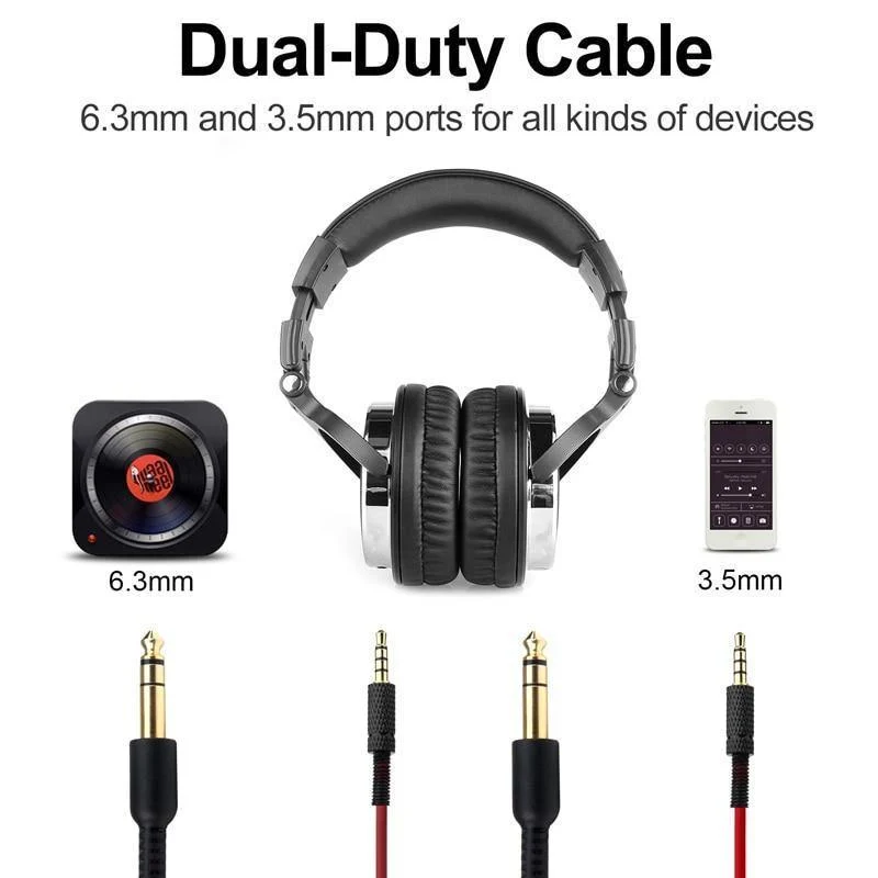 Professionelle Studio Kopfhörer DJ Stereo Kopfhörer Studio Monitor Gaming Headset 3.5mm 6.3mm Kabel Für Xiaomi Phones PC