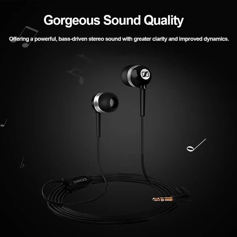 Sennheiser CX300II Kopfhörer, Musik-Kopfhörer, 3.5 mm kabelgebundenes Stereo-Headset, verbesserte Bass-Ohrhörer, Smartphone-Kopfhörer