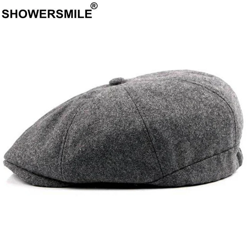 Zeitungsjunge Kappen Männer Marine Wolle Achteckige Kappe Männlich Lässig Vintage Flache Mütze Zeitungsjunge Warmer Herbst Winter